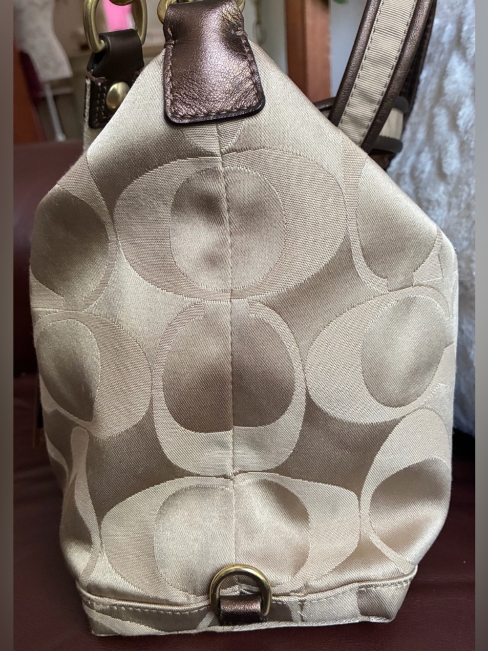 Coach “Poppy” Tan and Brown Signature Convertible Satchel - Picture 12 of 14